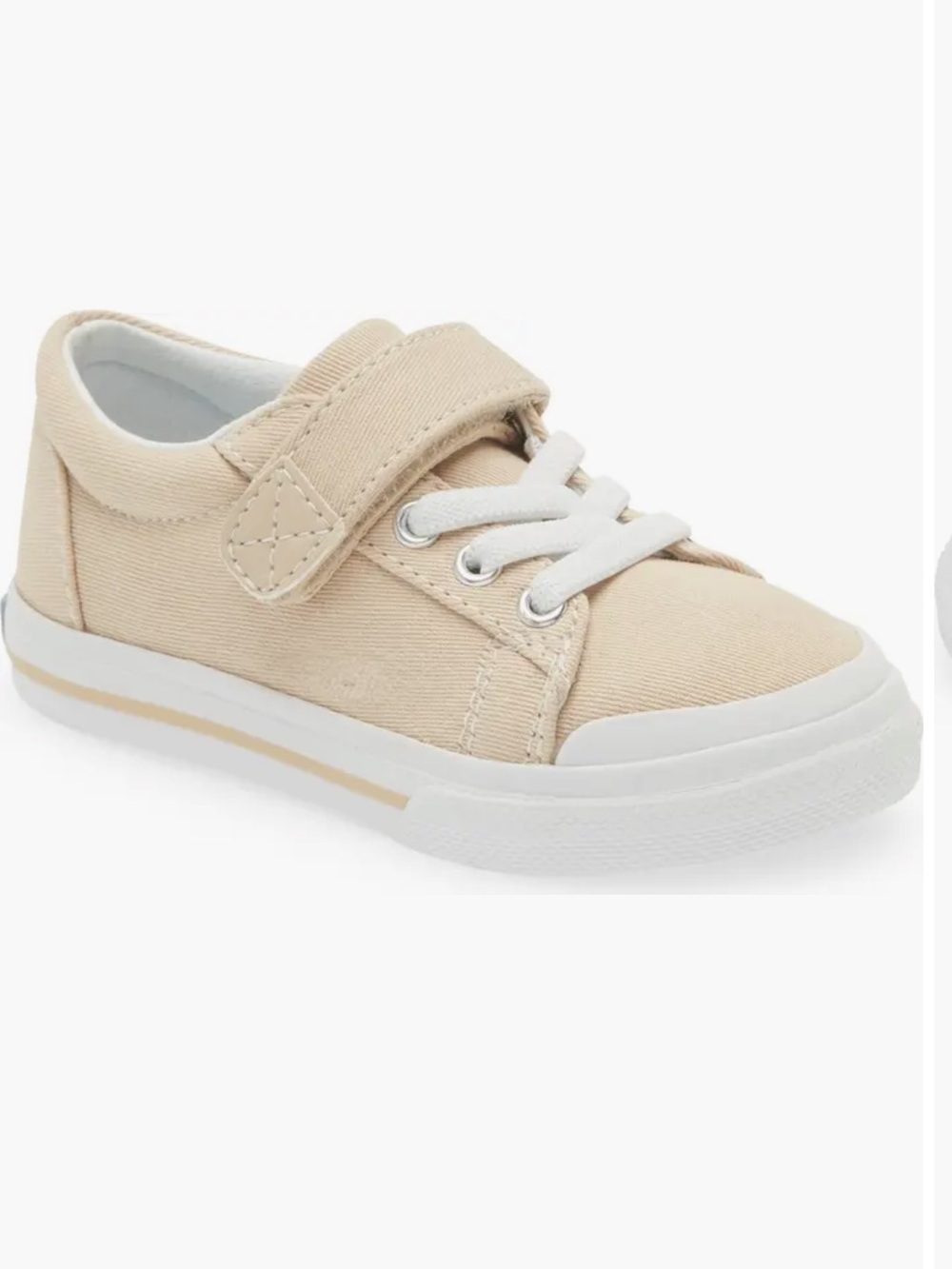 FootMates Beige Canvas Kids Sneaker with Velcro Strap